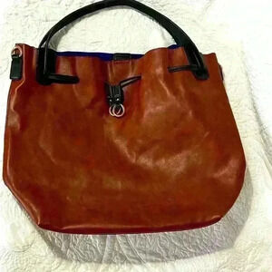 Saddle brown faux leather shoulder‎ bag